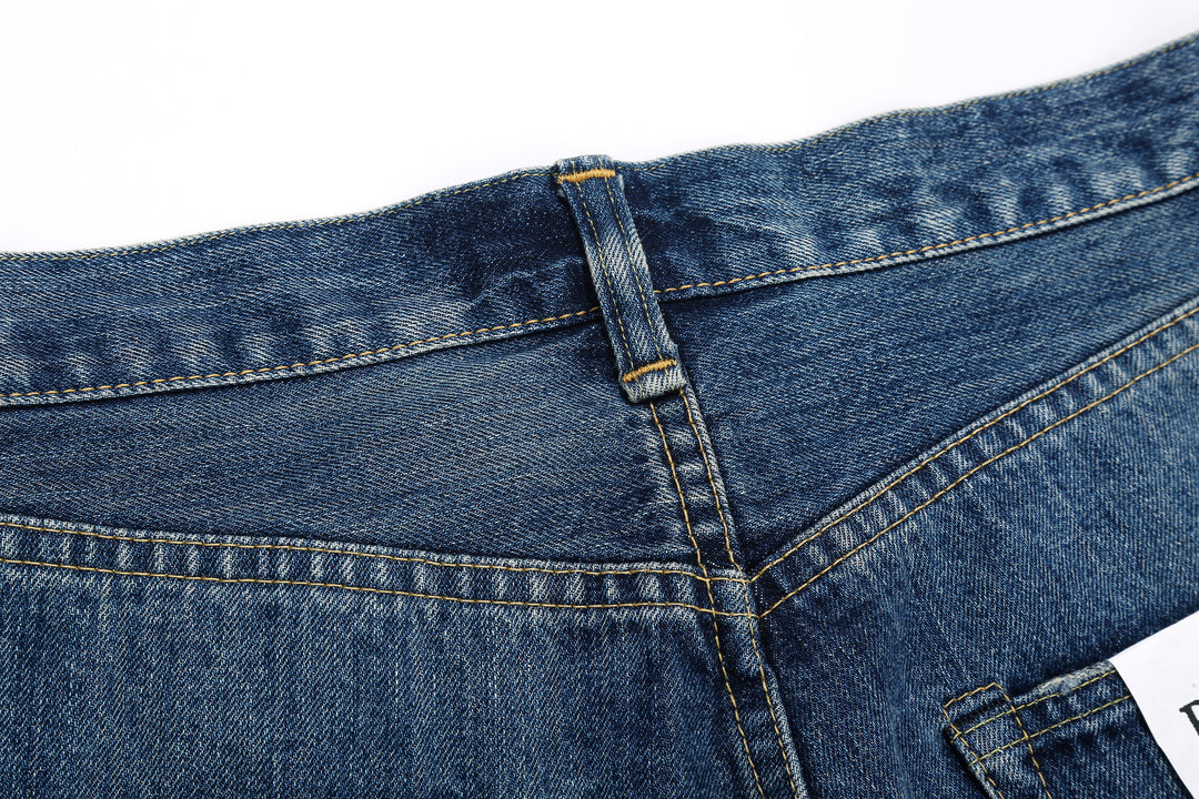 Brú na Bóinne 7776A 13.5oz Selvedge Denim - Patchwork Vintage Wash Made in Japan Belt Loop