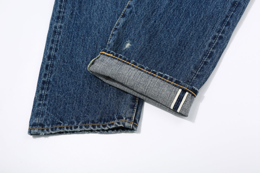 Brú na Bóinne 7776A 13.5oz Selvedge Denim - Patchwork Vintage Wash Made in Japan Leg Opening