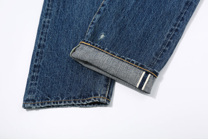 Brú na Bóinne 7776A 13.5oz Selvedge Denim - Patchwork Vintage Wash Made in Japan Leg Opening