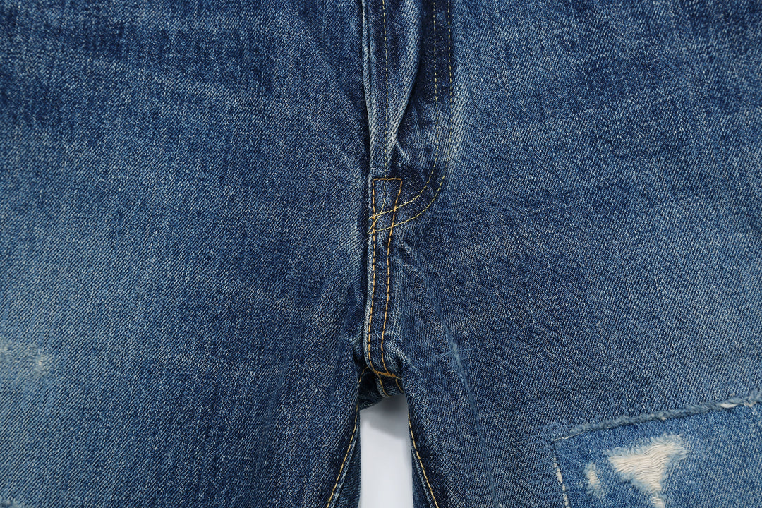 Brú na Bóinne 7776A 13.5oz Selvedge Denim - Patchwork Vintage Wash Made in Japan Crotch Seam