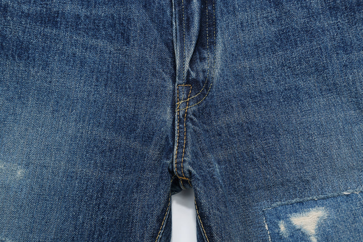 Brú na Bóinne 7776A 13.5oz Selvedge Denim - Patchwork Vintage Wash Made in Japan Crotch Seam