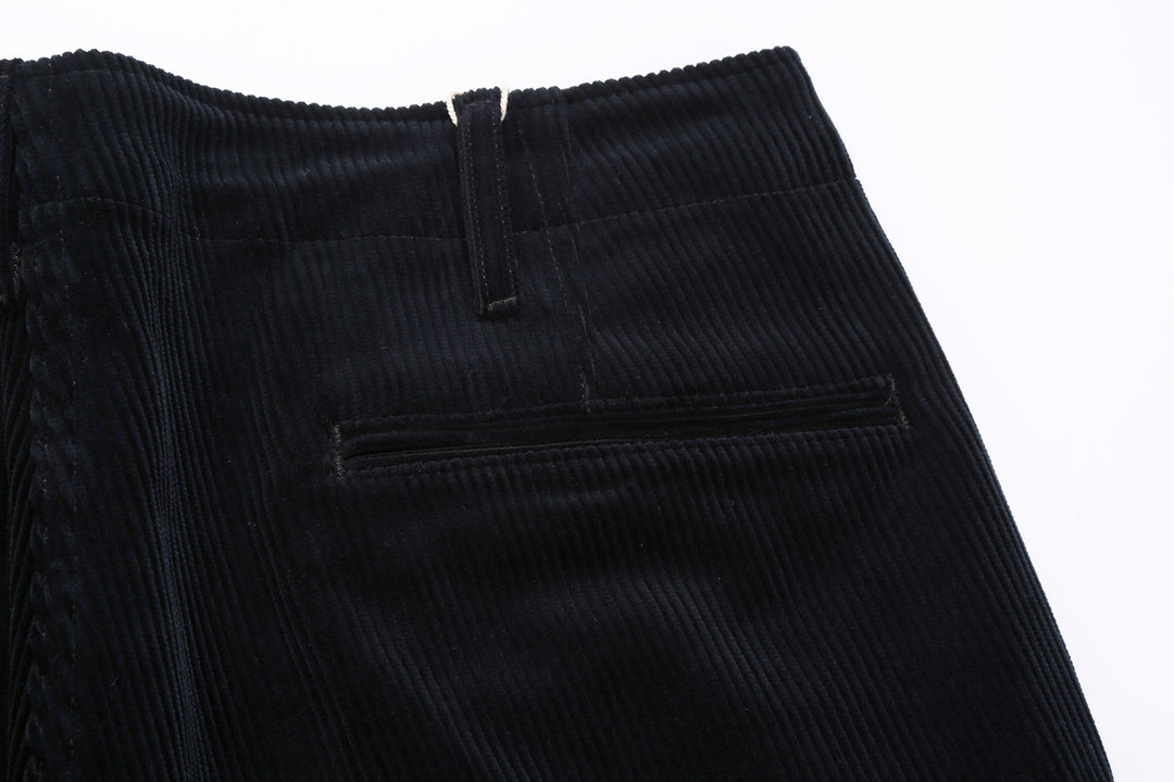 Boncoura 8W "kōruten" Corduroy 41 Trousers - Navy