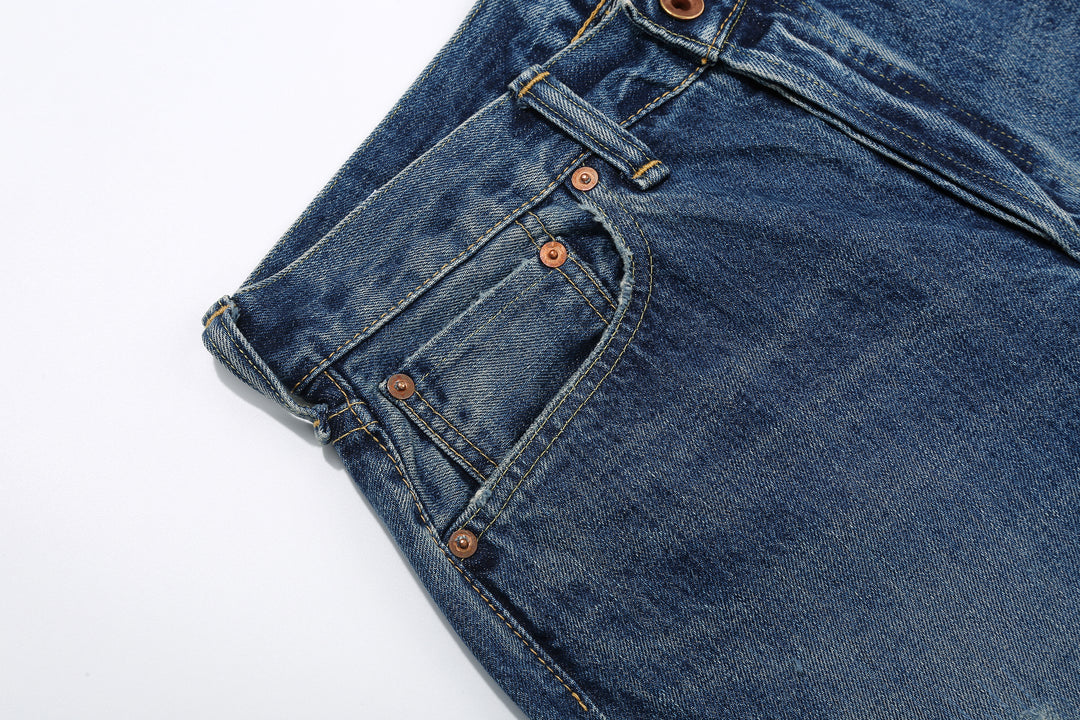 Brú na Bóinne 7776A 13.5oz Selvedge Denim - Patchwork Vintage Wash Made in Japan Right Pocket