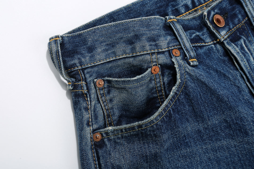 Brú na Bóinne 7776A 13.5oz Selvedge Denim - Patchwork Vintage Wash Made in Japan Right Pocket