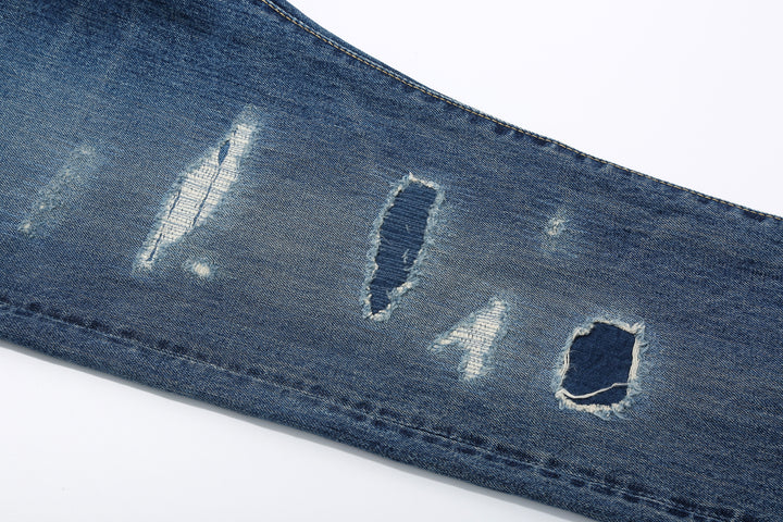 Brú na Bóinne 7776A 13.5oz Selvedge Denim - Patchwork Vintage Wash Made in Japan Mending Detail