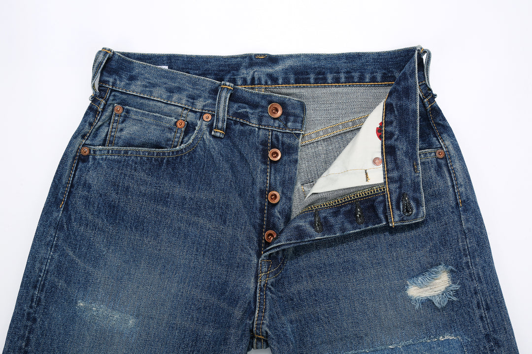 Brú na Bóinne 7776A 13.5oz Selvedge Denim - Patchwork Vintage Wash Made in Japan Button Fly