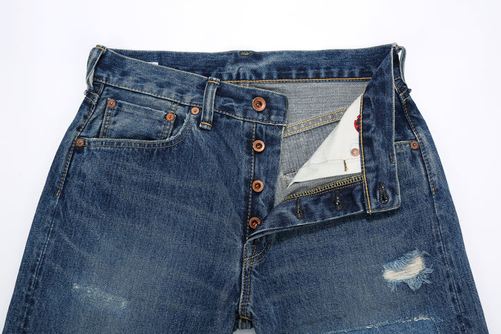 Brú na Bóinne 7776A 13.5oz Selvedge Denim - Patchwork Vintage Wash Made in Japan Button Fly