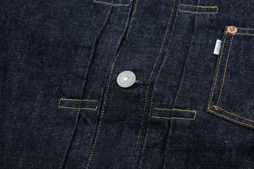Omoto Denim 3115 13.5oz selvedge Type 1 denim jacket made in Japan button detail
