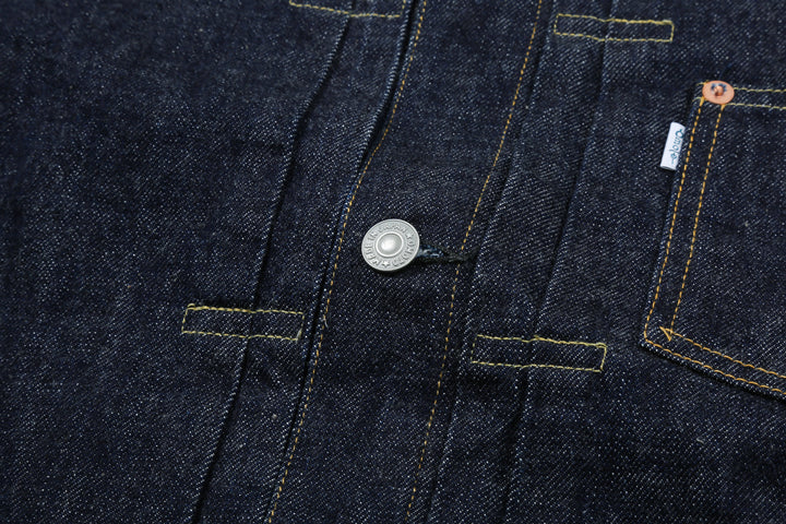 Omoto Denim 3115 13.5oz selvedge Type 1 denim jacket made in Japan button detail