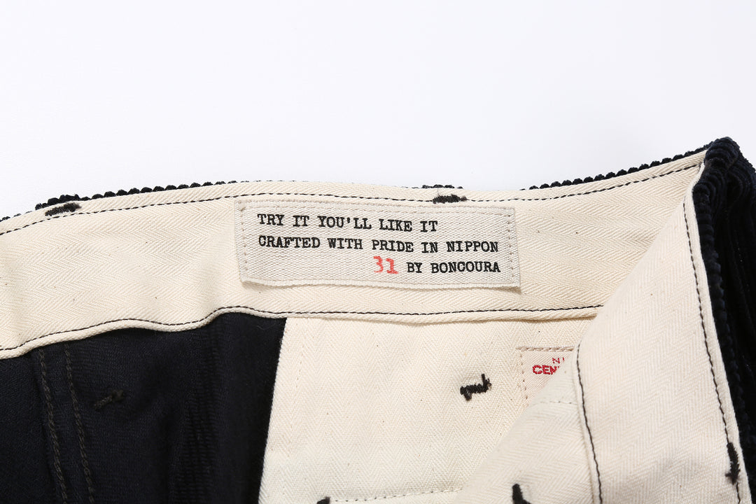 Boncoura 8W "kōruten" Corduroy 41 Trousers - Navy