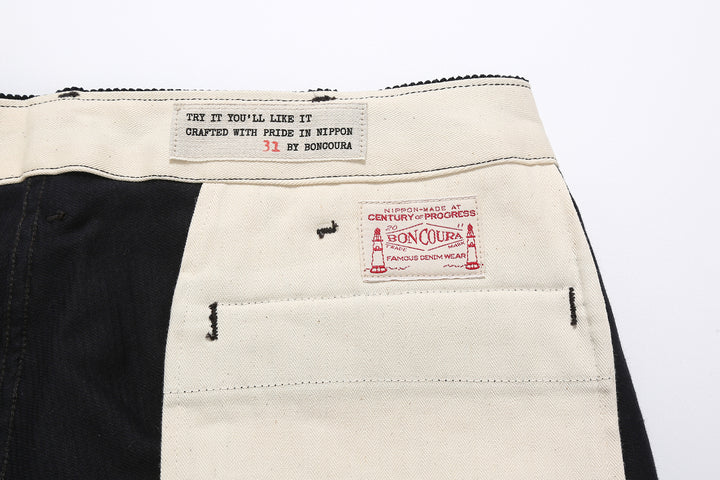Boncoura 8W "kōruten" Corduroy 41 Trousers - Navy