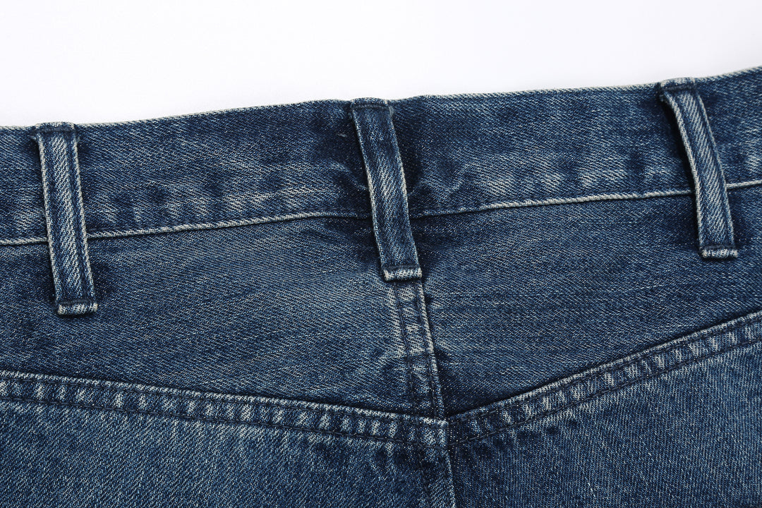 Brú na Bóinne 7777A 13.5oz Selvedge Denim - Patchwork Vintage Wash Wide Tapered Fit Made in Japan Belt Loop