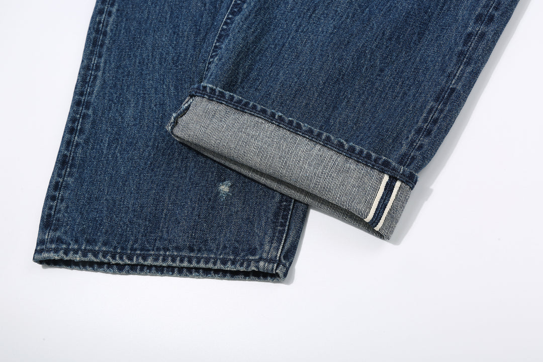 Brú na Bóinne 7777A 13.5oz Selvedge Denim - Patchwork Vintage Wash Wide Tapered Fit Made in Japan Selvedge ID