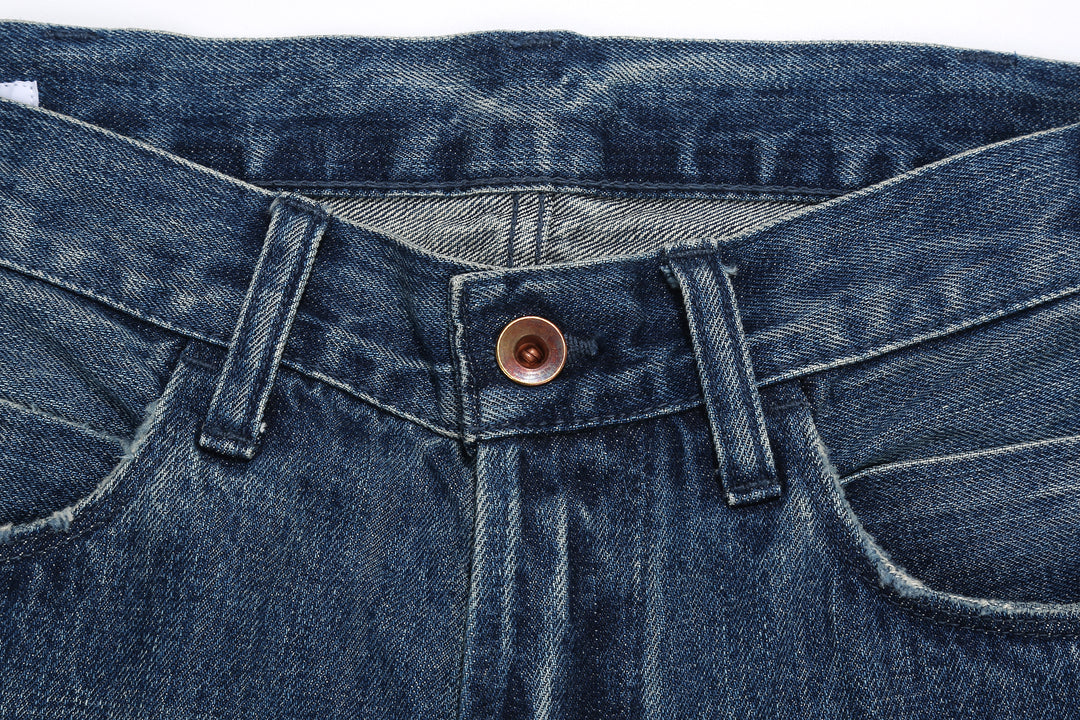 Brú na Bóinne 7777A 13.5oz Selvedge Denim - Patchwork Vintage Wash Wide Tapered Fit Made in Japan Button