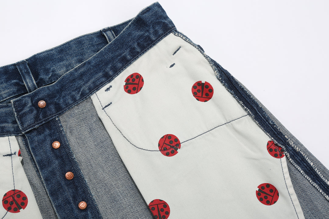 Brú na Bóinne 7777A 13.5oz Selvedge Denim - Patchwork Vintage Wash Wide Tapered Fit Made in Japan Pocket Bag
