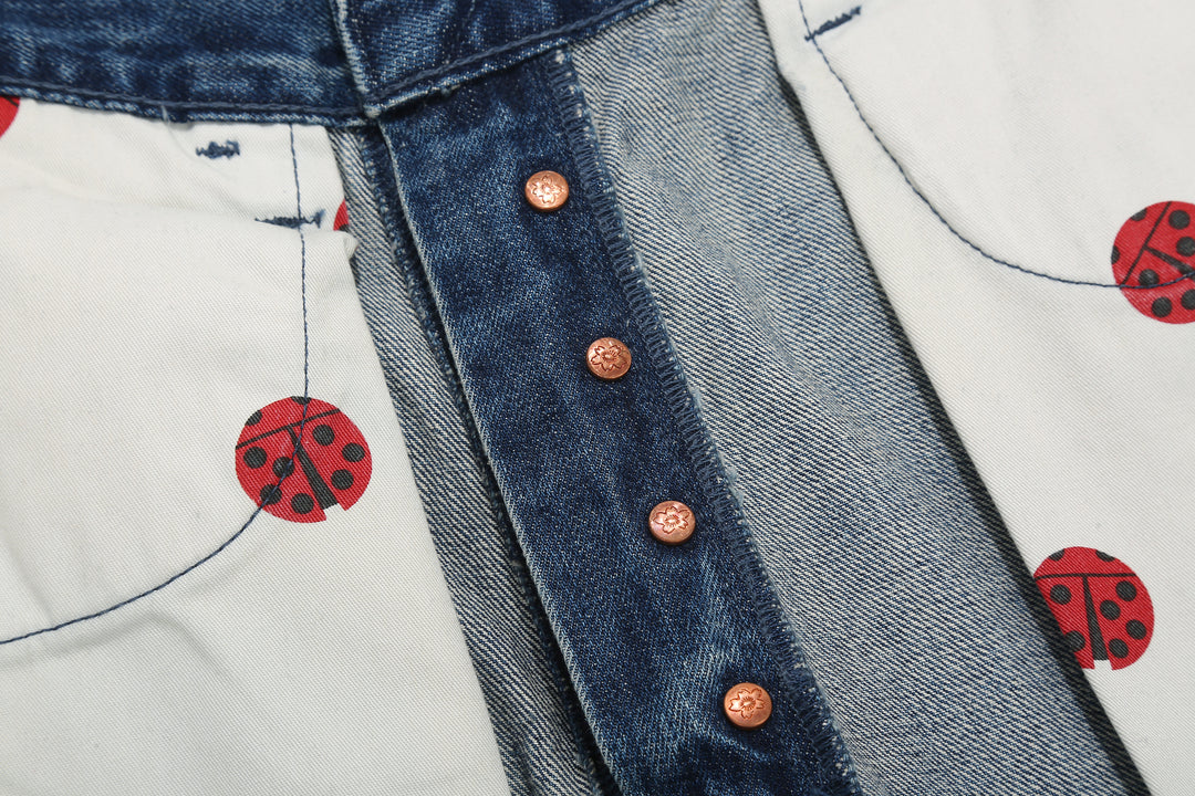 Brú na Bóinne 7777A 13.5oz Selvedge Denim - Patchwork Vintage Wash Wide Tapered Fit Made in Japan Buttons Reverse Side