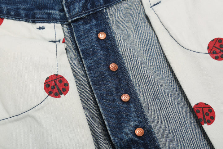 Brú na Bóinne 7777A 13.5oz Selvedge Denim - Patchwork Vintage Wash Wide Tapered Fit Made in Japan Buttons Reverse Side