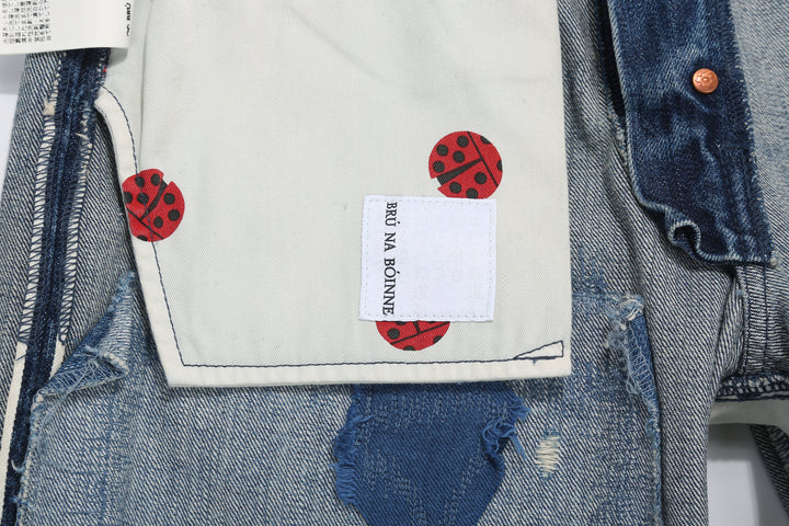 Brú na Bóinne 7777A 13.5oz Selvedge Denim - Patchwork Vintage Wash Wide Tapered Fit Made in Japan Brand Label