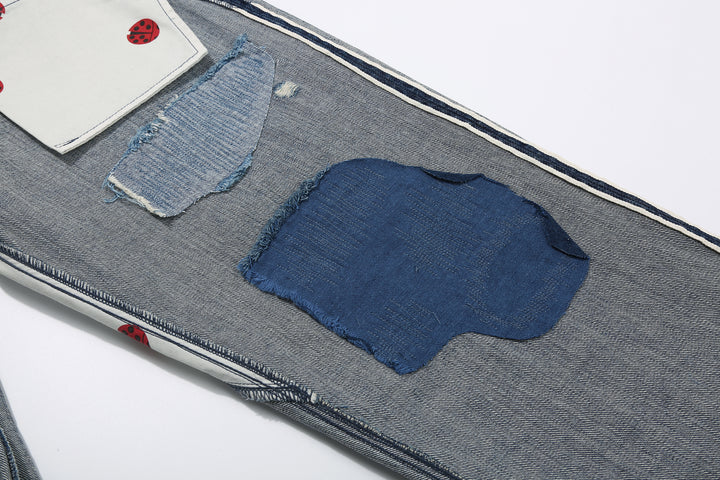 Brú na Bóinne 7777A 13.5oz Selvedge Denim - Patchwork Vintage Wash Wide Tapered Fit Made in Japan Patching