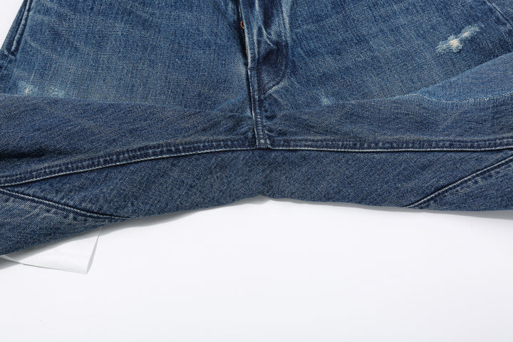 Brú na Bóinne 7777A 13.5oz Selvedge Denim - Patchwork Vintage Wash Wide Tapered Fit Made in Japan Crotch Gusset