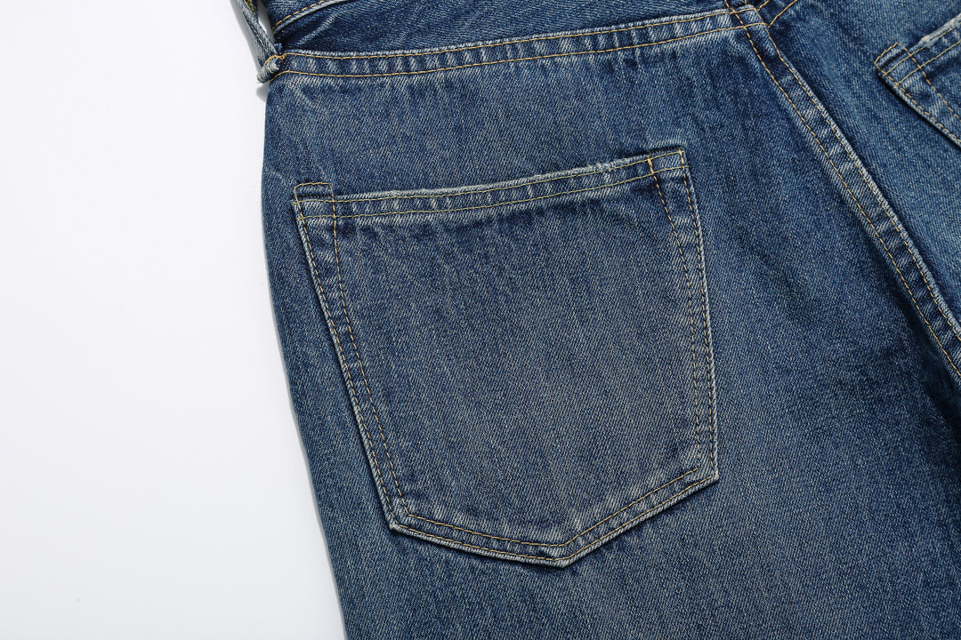 Brú na Bóinne 7772A 13.5oz Selvedge Denim - Midnight Flowers Vintage Wash Back Pocket Left