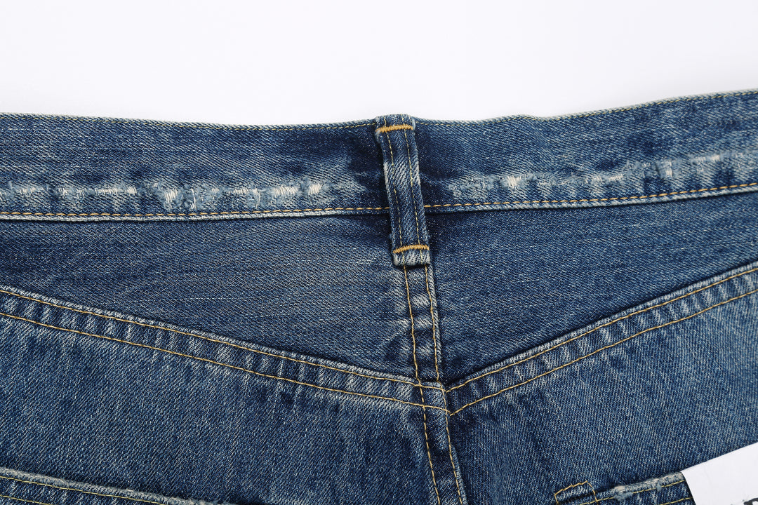 Brú na Bóinne 7772A 13.5oz Selvedge Denim - Midnight Flowers Vintage Wash Belt Loop