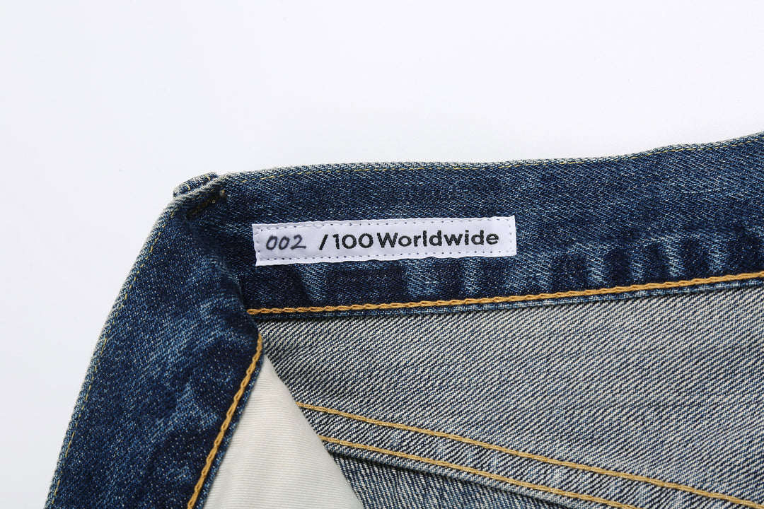 Brú na Bóinne 7772A 13.5oz Selvedge Denim - Midnight Flowers Vintage Wash Label