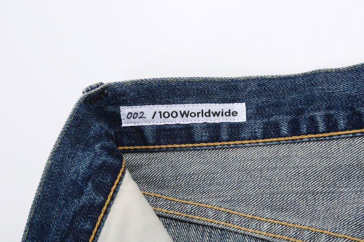 Brú na Bóinne 7772A 13.5oz Selvedge Denim - Midnight Flowers Vintage Wash Label