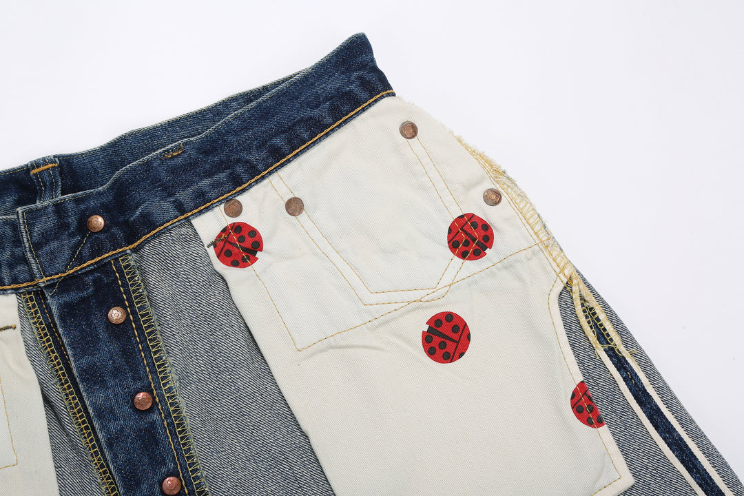 Brú na Bóinne 7772A 13.5oz Selvedge Denim - Midnight Flowers Vintage Wash Pocket Bag