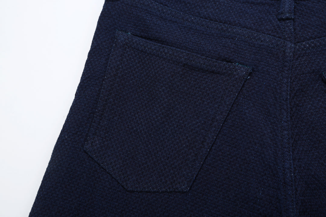 Omoto Denim 0621 "Ori-Sashi" Indigo Sashiko Trousers - Relaxed Tapered Fit