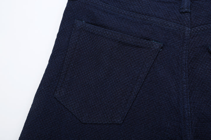 Omoto Denim 0621 "Ori-Sashi" Indigo Sashiko Trousers - Relaxed Tapered Fit