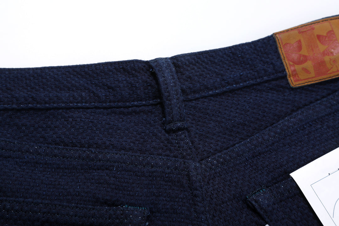 Omoto Denim 0621 "Ori-Sashi" Indigo Sashiko Trousers - Relaxed Tapered Fit