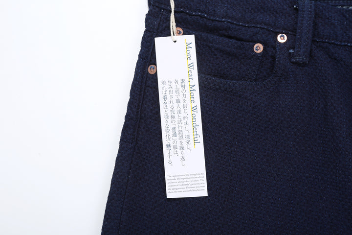 Omoto Denim 0621 "Ori-Sashi" Indigo Sashiko Trousers - Relaxed Tapered Fit