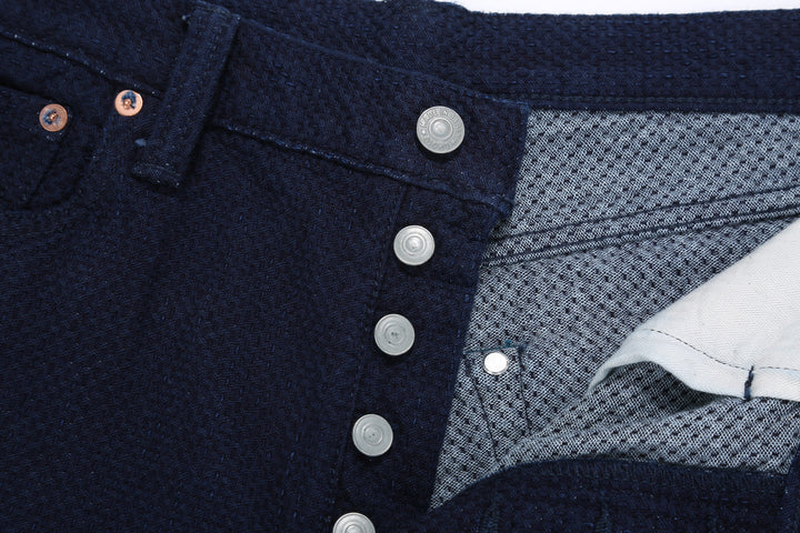 Omoto Denim 0621 "Ori-Sashi" Indigo Sashiko Trousers - Relaxed Tapered Fit
