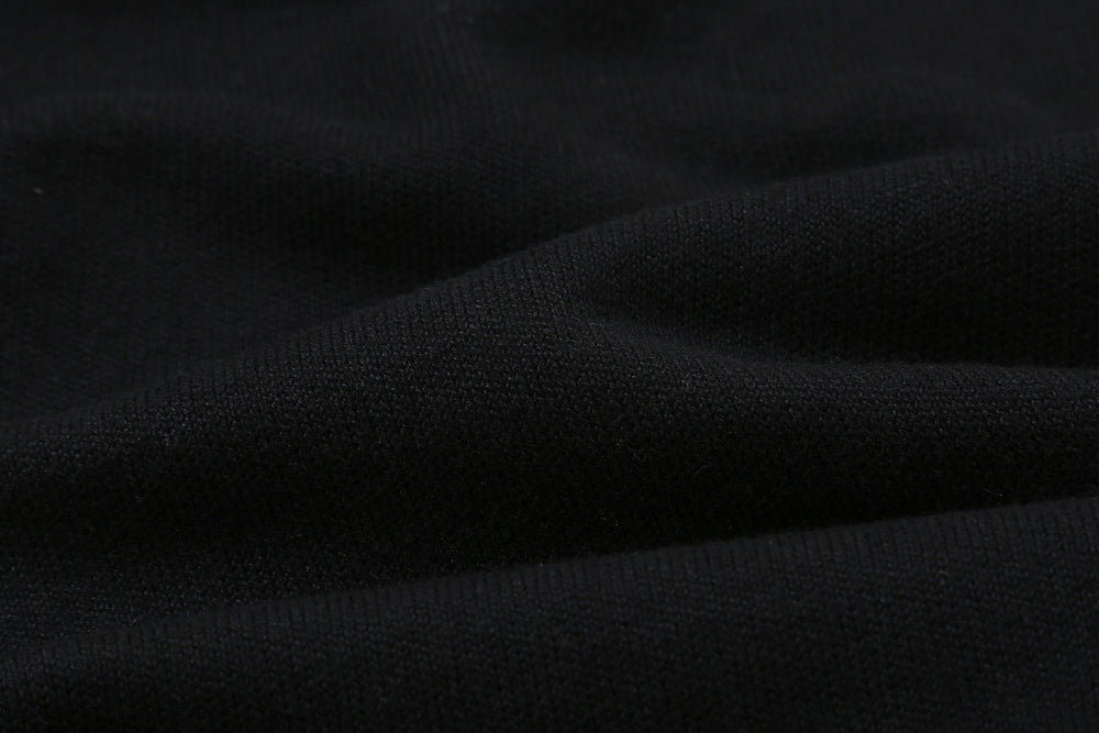 Un-Useless 170402 inlay knit mock neck sweatshirt made in Japan cotton knit fabric close up