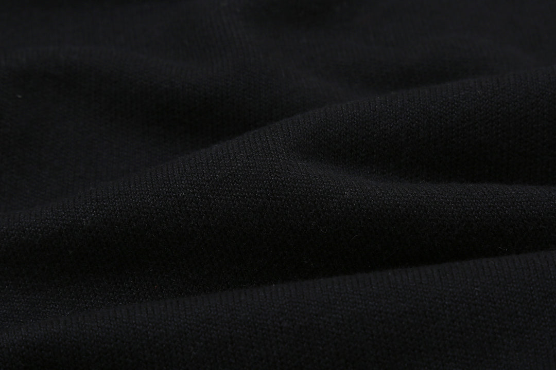 Un-Useless 170402 inlay knit mock neck sweatshirt made in Japan cotton knit fabric close up