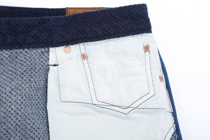 Omoto Denim 0621 "Ori-Sashi" Indigo Sashiko Trousers - Relaxed Tapered Fit