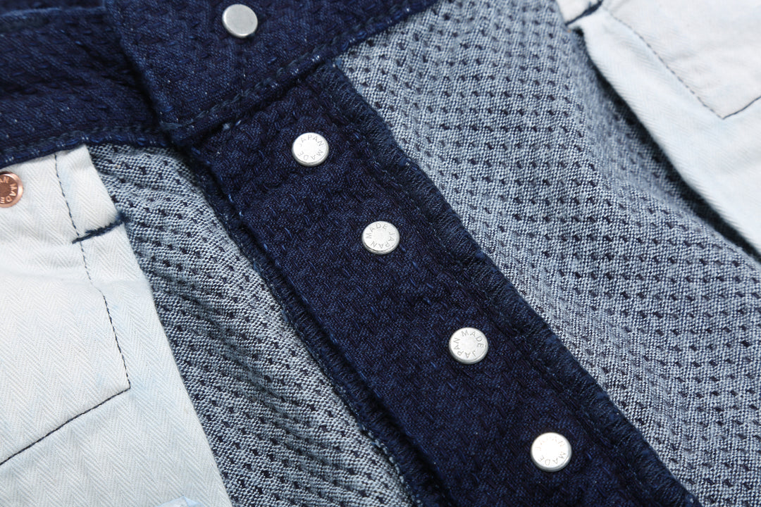 Omoto Denim 0621 "Ori-Sashi" Indigo Sashiko Trousers - Relaxed Tapered Fit