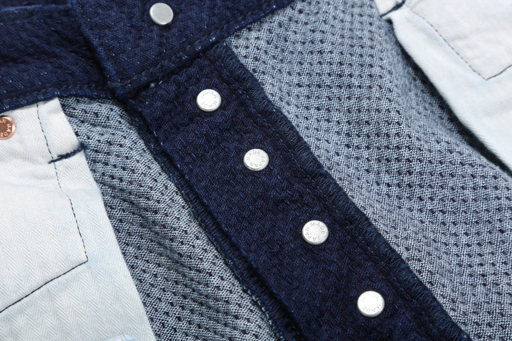 Omoto Denim 0621 "Ori-Sashi" Indigo Sashiko Trousers - Relaxed Tapered Fit