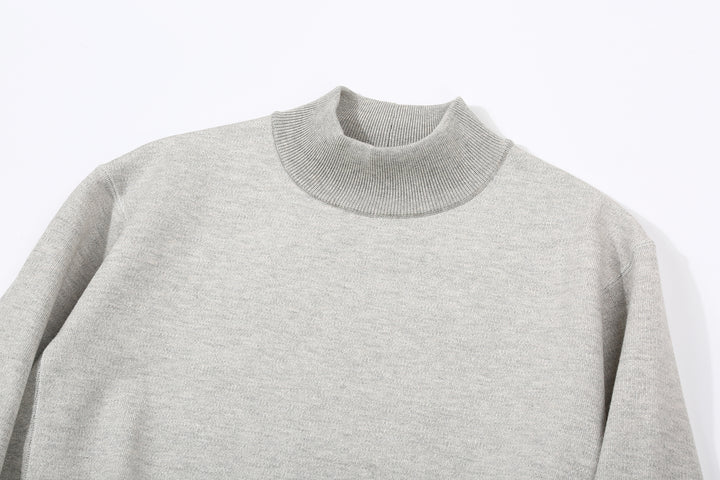 Un-Useless 170402 inlay knit mock neck sweatshirt made in Japan cotton knit grey neck detail