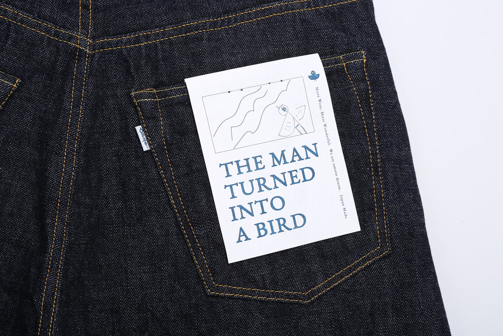 Omoto Denim 0815 13.5oz selvedge denim wide tapered jeans made in Japan back pocket
