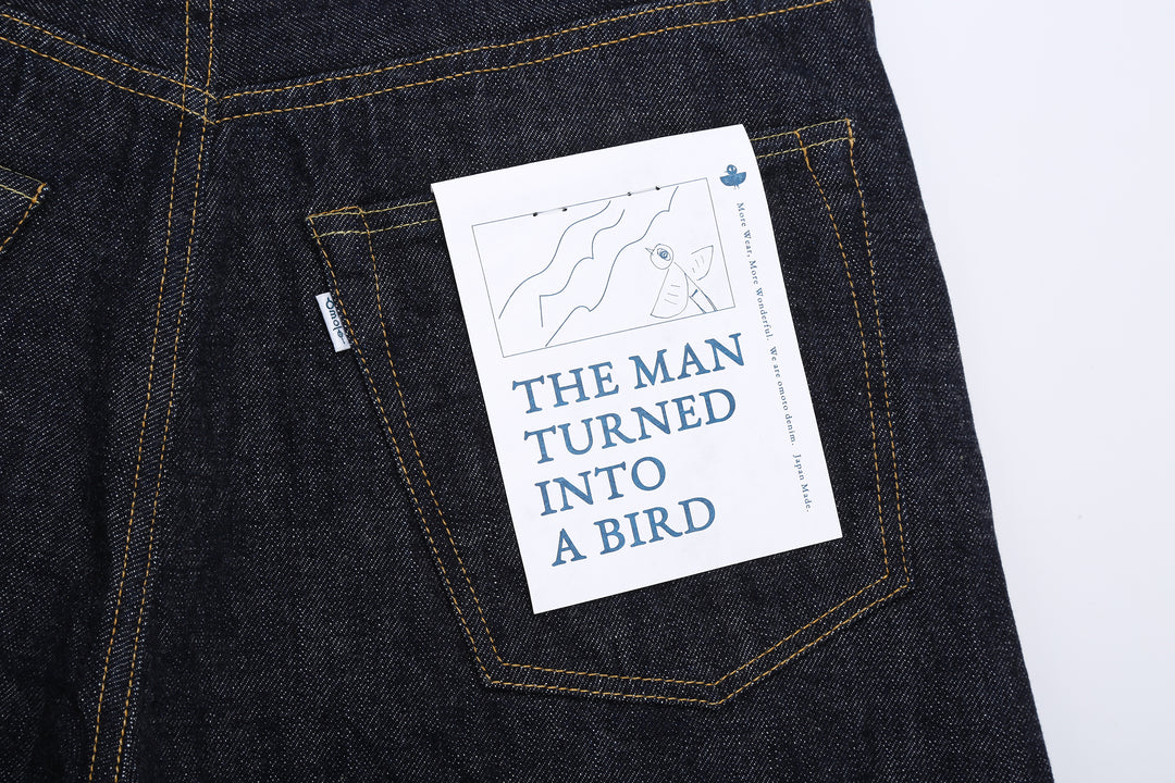Omoto Denim 0815 13.5oz selvedge denim wide tapered jeans made in Japan back pocket
