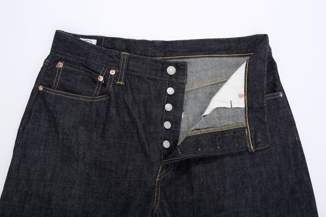 Omoto Denim 0815 13.5oz selvedge denim wide tapered jeans made in Japan detail