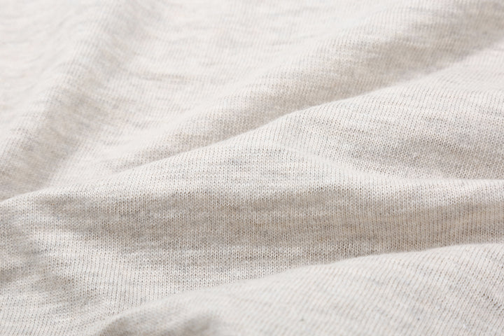 Warehouse Lot 4601 short sleeve shadow border slub yarn crew neck T-shirt made in Japan oatmeal front view fabric close up