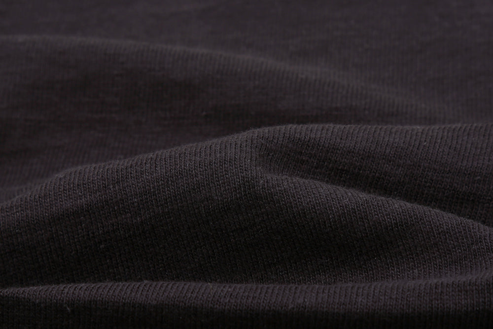 Warehouse Lot 4601 shadow border slub yarn crew neck T-shirt made in Japan black fabric close up