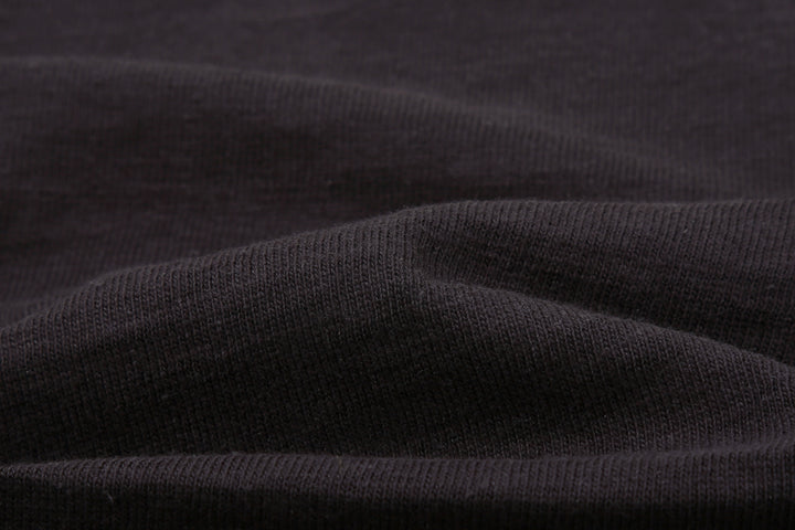 Warehouse Lot 4601 shadow border slub yarn crew neck T-shirt made in Japan black fabric close up