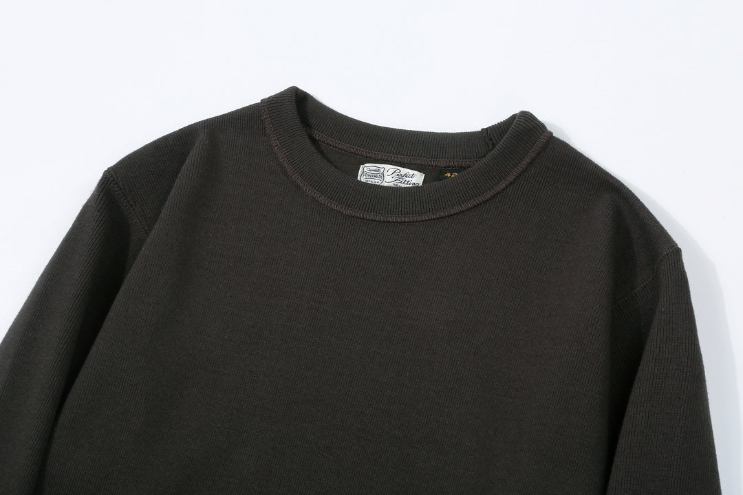 Freewheelers heavyweight rib knit long sleeve t shirt crew neck underwear Japan black