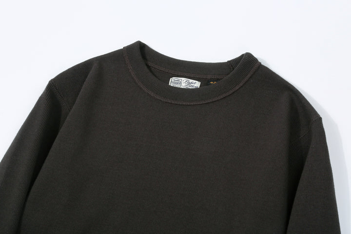 Freewheelers heavyweight rib knit long sleeve t shirt crew neck underwear Japan black
