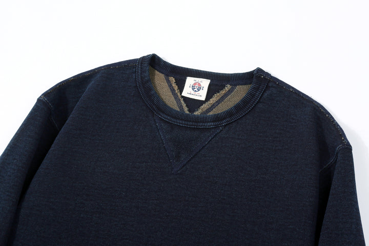 Samurai Jeans SIS25-101 14.5oz Indigo Sweatshirt - Kakishibu Overdyed Neck