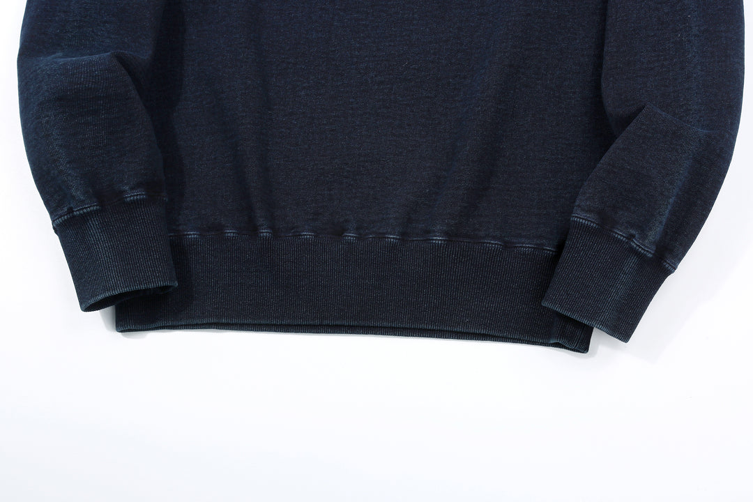 Samurai Jeans SIS25-101 14.5oz Indigo Sweatshirt - Kakishibu Overdyed Hem